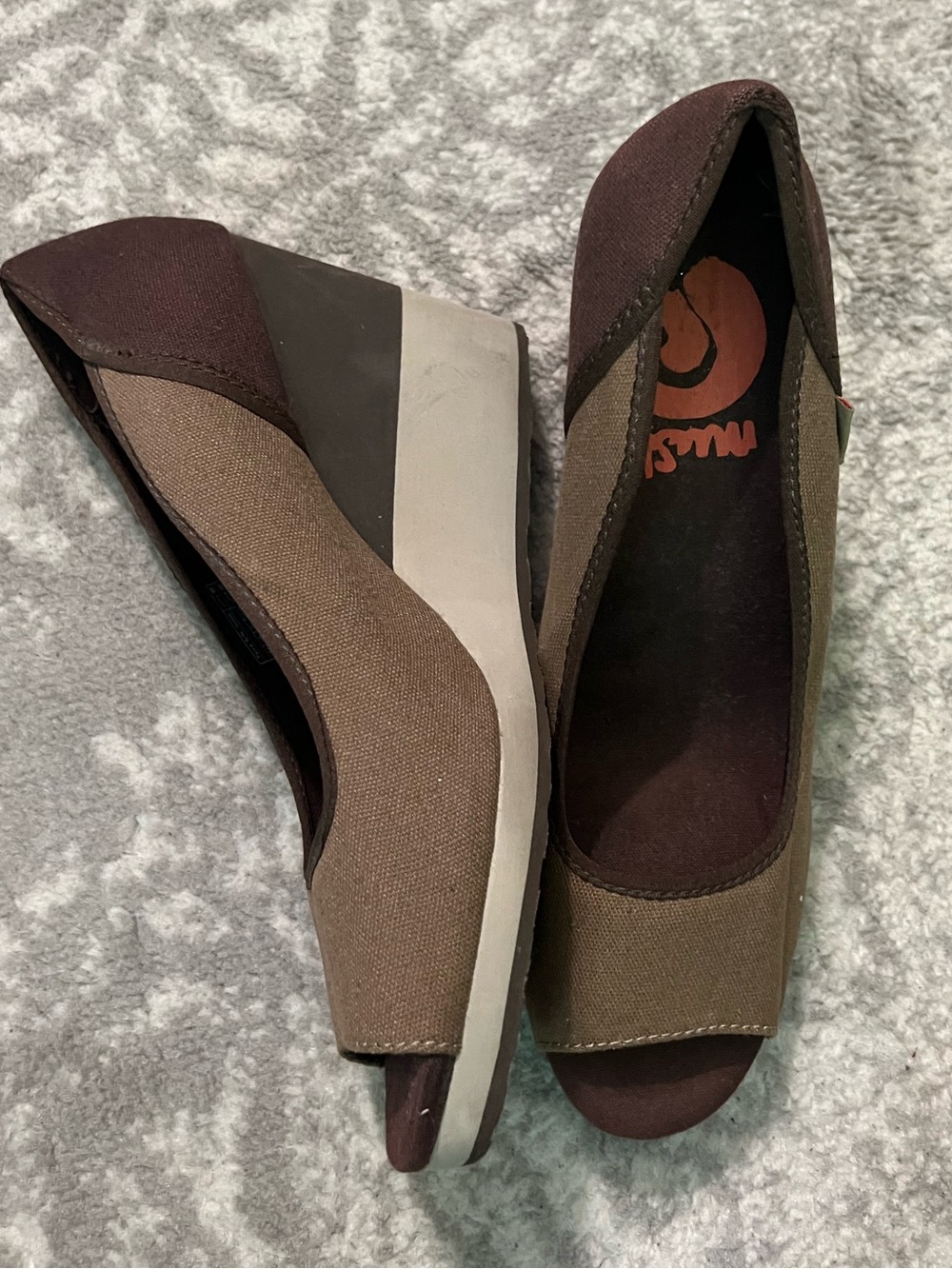 Teva Mush Promenade Open Toe Wedges Two Tone Brown 9.5